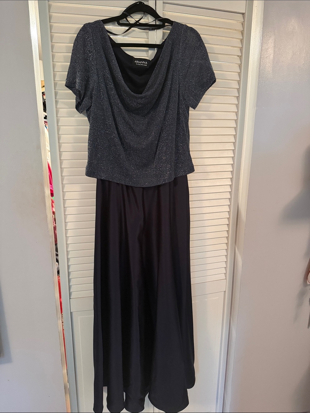 Navy Evening Dress with Shimmer Top